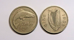 IRELAND : TWO IRISH FLORIN 1965 & 1966. FREE SHIPPING - Picture 1 of 2