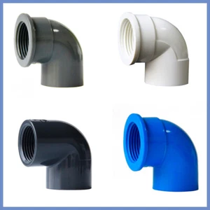 PVC Fittings Winkel 90 Grad Klebefitting mit Innengewinde 1/2" bis 2" Klebemuffe - Picture 1 of 9