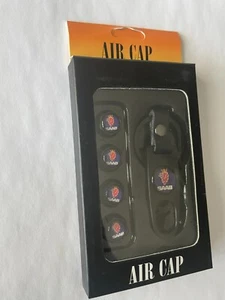 4 ~ SAAB Black Air Valve Caps with Key Ring & Chain - Picture 1 of 4