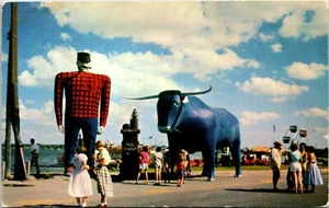 Postal Minnesota Paul Bunyan Blue Ox Bemidji B126 - Imagen 1 de 2