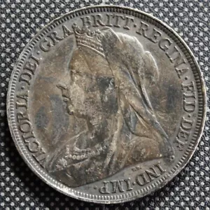 1897 Great Britain Crown .925 Sterling Silver Coin BETTER DATE Royal Mint pound - Picture 1 of 4
