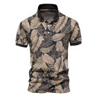 New Printed T-Shirt for Men with Standing Collar and Fashionable Short Sleeves