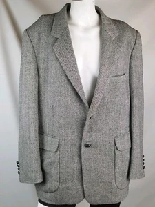 Joe namath vtg mens jacket sport coat 42 s gray tweed button down - Picture 1 of 10