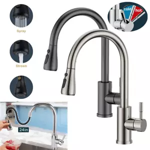 360° Kitchen Sink Mixer Taps Pull Out Spout Spray Single Lever Modern Mono Tap - Picture 1 of 20