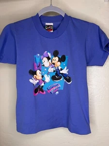 90s Vintage Single Stitch Disney Mickey & Minnie Shirt (Kid's Small) - Picture 1 of 4