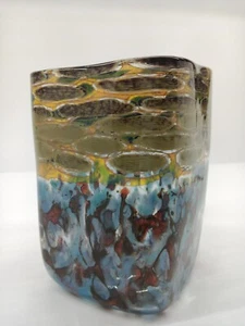 Kenny Walton Studio Art Glass Vase, Signed K Walton. Hand Blown Glass Art - Picture 1 of 17