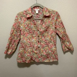 Christopher & Banks Damen Petite Button Down Größe PS rosa geblümt - Bild 1 von 6