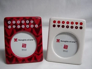 Love Themed Photo Frames Ceramic Set of Two by Russ 3" x 3" NEW - Picture 1 of 3