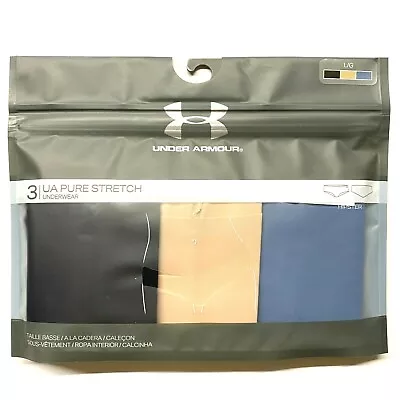 Women's Under Armour Pure Stretch 3-Pack Hipster Panty - Black Beige Blue - L - Image 1 of 4