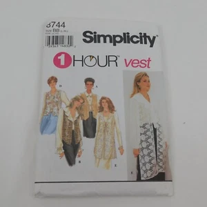 Simplicity 8744 Sewing Pattern Women Vests Lined 1 Hour Sew Size L-XL Uncut 1993 - Imagen 1 de 3