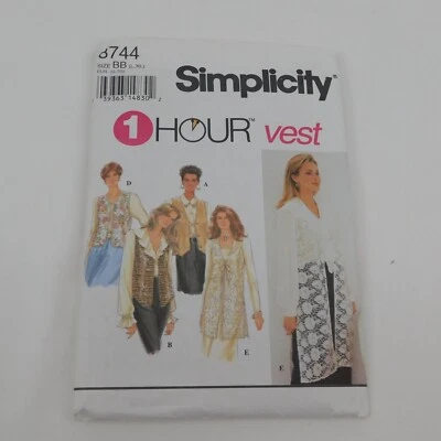 Simplicity 8744 Sewing Pattern Women Vests Lined 1 Hour Sew Size L-XL Uncut 1993 - Image 1 of 3