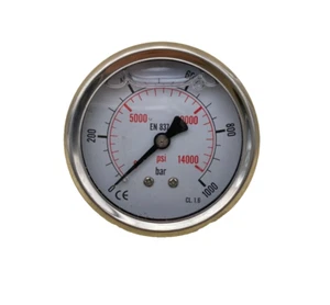 Manometer 1000 bar 1/4" Anschluss hinten Durchmesser 63mm Glycerin gedämpft - Bild 1 von 3