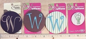 W - INITIAL 4 MONOGRAMMED LETTER PIN PINBACK BUTTON 2.5" & 1.5" Badge Morgan USA - Picture 1 of 5