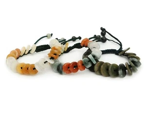 Burmese Jade Myanmar Gemstone Disk Beads Adjusts Bracelet Jewelry Natural Stone - Picture 1 of 3