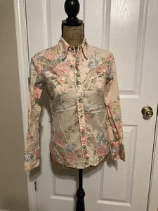 Vtg Lauren Ralph Lauren Sz Petite/Small Floral Pearl Snap 90s Western Country - Picture 1 of 8