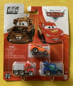DISNEY PIXAR CARS MINI RACERS MACK SNOT ROD DJ 3 PACK - Picture 1 of 8