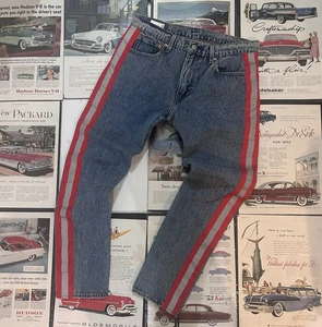 LEVI'S 512 PREMIUM SLIM TAPER RED REFLECTIVE STRIPE ACID WARP JEANS 33x32 - Bild 1 von 10