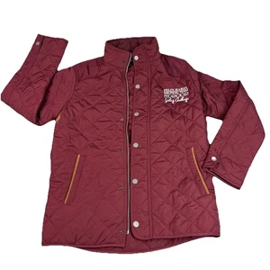 Vintage 2002 Felix Hardy Steppjacke durchgehender Reißverschluss Druckknopf Maritim Team Herren Large weinrot - Bild 1 von 12