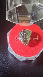 Natural Raw Moldavite Adjustable ring encased in 925 Silver. Transformation (7) - Picture 1 of 11