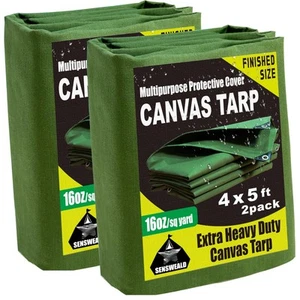 2 Pack Small Heavy Duty Canvas Tarp 4x5 Feet 16oz Water-Resistant Canvas Tarp... - Bild 1 von 6