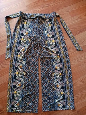 Pantalones Estampados Casa Blanca Mercado Negro Pierna Ancha Med Residuos Elásticos con Cinturón (Ji Foto 1 de 4