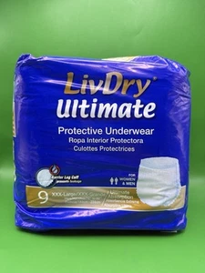 LivDry Ultimate 3XL Incontinence Underwear Waists 72"-92" 12 Count - Picture 1 of 3