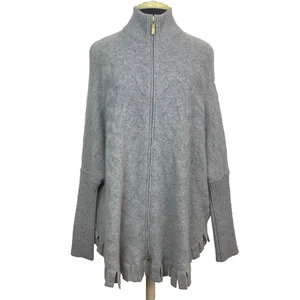 Cárdigan Suéter St John 100% Cachemira 2 Cremalleras Gris Cuello Simulado Mangas Dolman Talla PS - Imagen 1 de 24