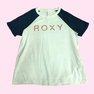 Roxy Girl Logo Tee White Navy Blue Size S/M Youth Surf Skater Y2K Style - Picture 1 of 6