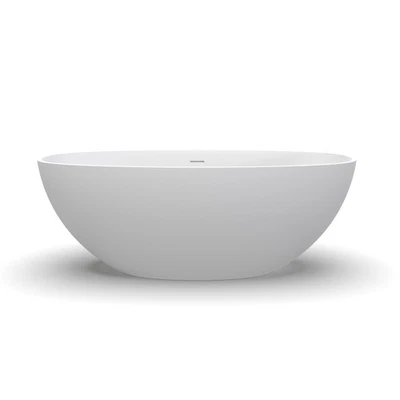 Bañeras de piedra artificial de superficie maciza de 61" independientes blancas Foto 1 de 4