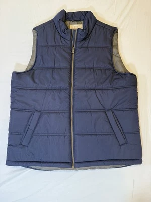 Chaleco acolchado resistente a la intemperie adulto XXL vintage azul marino cremallera completa sin mangas para hombre Foto 1 de 4