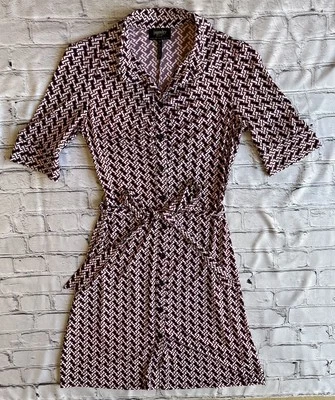 Vestido Camisa Laundry By Shelli Segal 8P Estampado Geométrico Mate Jersey Oficina Trabajo Foto 1 de 4