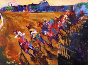 Painted by Ron & Metro "And They're Off" High Resolution Print Original Fine Art - Bild 1 von 7