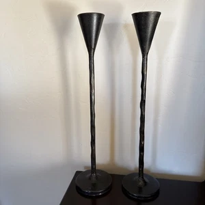 Pottery Barn Petaluma 2 Candelabros Brutalista Rústico Primitivo Granja Hierro - Imagen 1 de 9