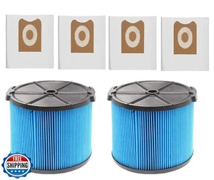 VF3500 Replacement Filter for Ridgid 3-4.5 Gallon Wet/Dry Vac + 4 Bags - Picture 1 of 5