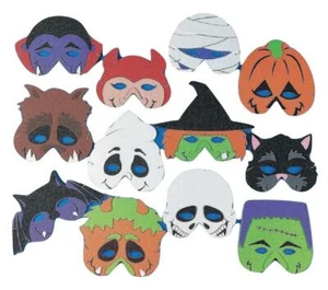 12 Monster Masks Foam Halloween Birthday Party Costume Ghost Pumpkin Witch Bat - Picture 1 of 1
