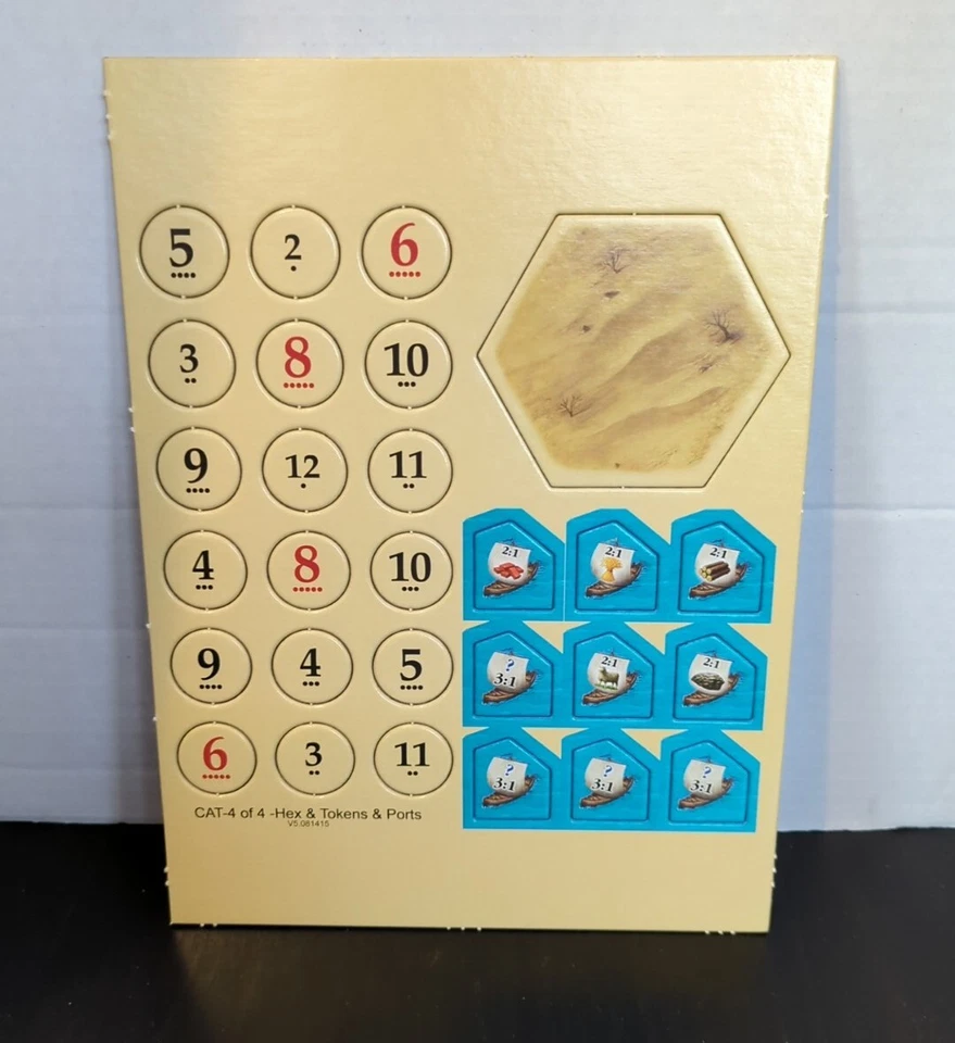 Settlers Catan 替换件 - 未穿孔六角形、代币和端口 全新 — 第 1/1 张图片