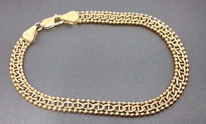 Vintage 14k Gold Chain and Bead 6MM Bracelet Italy Stamped -8" - 8.4G - Picture 1 of 7