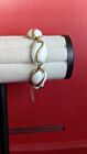 Vintage Coro White Bear Link Costume Jewelry  Gold Tone Bracelet AS IS