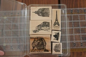 NUEVO Juego de Estampillas de Madera Torre Eiffel Coliseo Torre Eiffel Estampilla H - Imagen 1 de 2