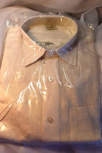 MEN - COTTAGE PRODUCT (40) Shirt WHITE Standard Fit Short Sleeve LINEN Textured - Picture 1 of 6