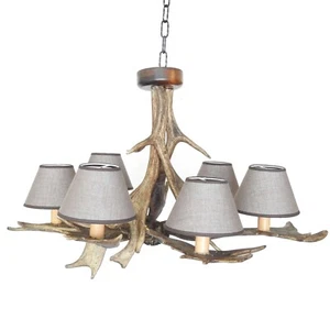 Antler Chandelier for 6 Lights with Shades - Picture 1 of 8