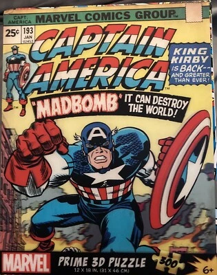 Rompecabezas 3D Marvel Comics Capitán América 300 piezas Prime difícil de encontrar nuevo en caja Foto 1 de 4