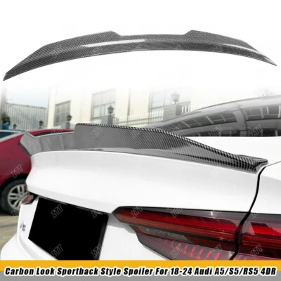 PARA AUDI A5 S5 RS5 SPORTBACK 18-2024 4 PUERTAS HIGHKICK CARBONO LOOK ALERÓN TAPA MALETERO Foto 1 de 4