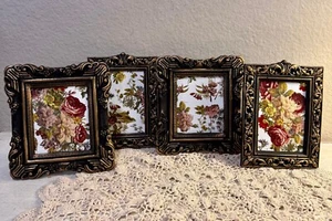 Set of 4 Handmade Small Frames French Country Cottage Core Shabby Chic Florals - Picture 1 of 8