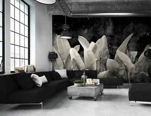 Black WALLPAPER bedroom mural 312x219 cm Plants living room feature wall paper - Picture 1 of 9