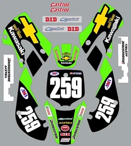Graphic Kit 2000-2015 Kawasaki KLX110 2000-2009 KX65 Chevy Decals Kit Custom - Foto 1 di 1