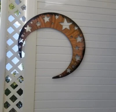 Metal Moon Rustic wall art large Indoor Outdoor patio decor porch deck gift 30" - Изображение 1 из 3