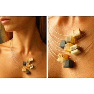 Halskette Bernstein Amber  Collier NEU UNIKAT Silber 925 Geschenk - Bild 1 von 4