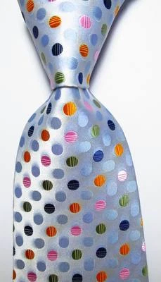 Nueva Corbata Clásica Punto Azul Claro Naranja Rosa TEJIDA JACQUARD Seda Para Hombre Foto 1 de 3