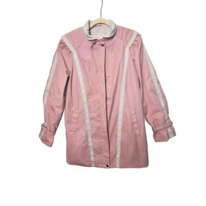 Vintage Mulberry Street Women's S Lined Jacket Rose w/ Gray Trim Collar/Snap/Zip - Picture 1 of 5